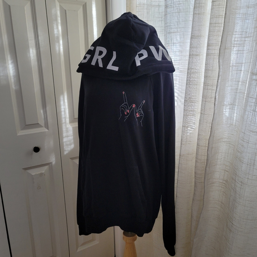 Two Songs Pink GRL PWR Hoodie in Black Size S/M Pre-owned